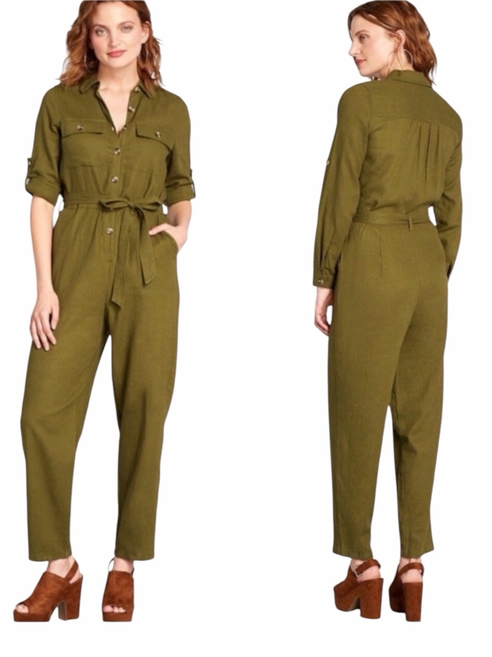 ModCloth Linen Blend Comfy Commitment Jumpsuit  Medium